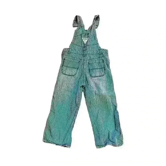 Vintage Osh Kosh B'gosh Vestbak Blue And White Striped Overalls Size 18 Mos - Picture 2 of 7